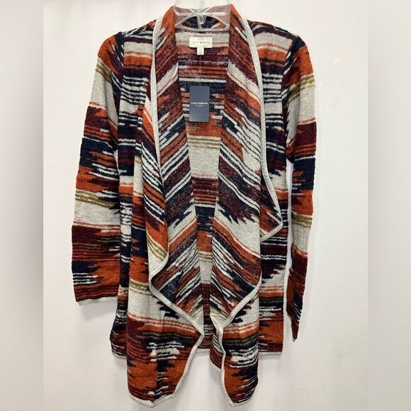Lucky Brand Women’s Aztec Print Drape Wrap Cardigan Size Small - Picture 5 of 10
